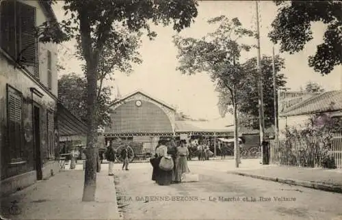 Ak La Garenne Bezons Hauts de Seine, Le Marche und Rue Voltaire