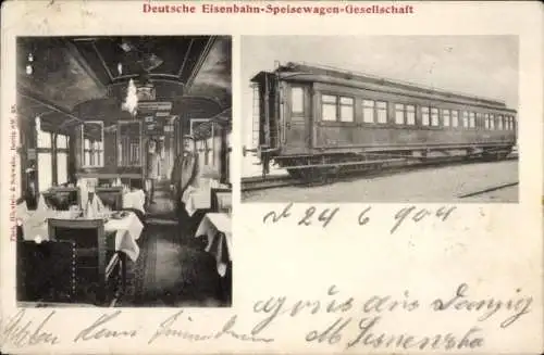 Ak Deutsche Eisenbahn-Speisewagen-Gesellschaft, Innenansicht