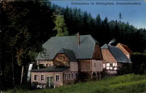 Ak Großschweidnitz in Sachsen, Höllenmühle, Höllengrund