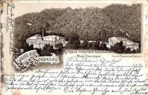 Litho Bad Schandau Sächsische Schweiz, Kurhaus Schandau, Inh. Max Canzler