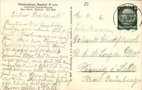Ak Posta Pirna in Sachsen, Dampfer Leipzig, Gasthof Posta