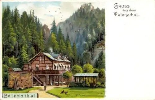 Litho Hohnstein in der Sächsischen Schweiz, Polenztal