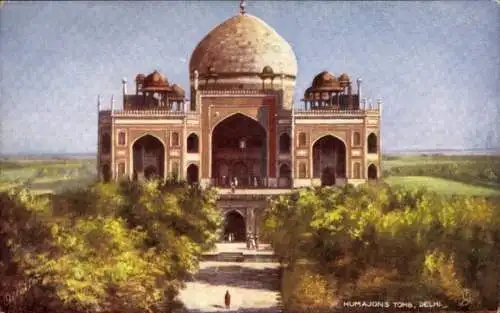 Künstler Ak Delhi Indien, Humajons Tomb