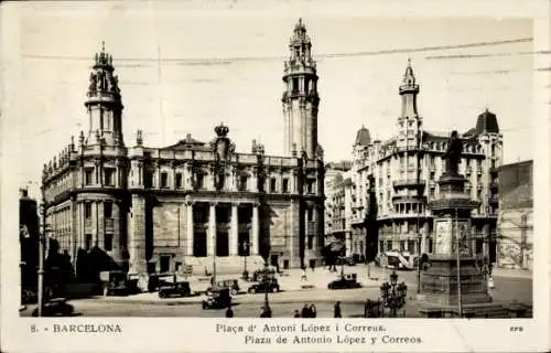 Ak Barcelona Katalonien Spanien, Plaza de Antonio Lopez und Correos