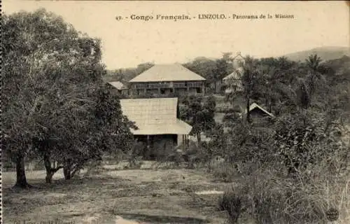 Ak Linzolo Französisch-Kongo, Panorama der Mission