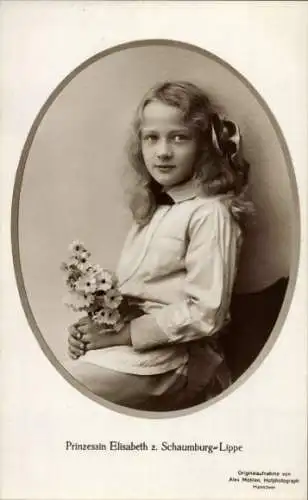 Passepartout Ak Prinzessin Elisabeth zu Schaumburg Lippe, Portrait