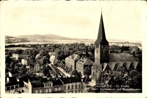 Ak Prudnik Neustadt Oberschlesien, Evangelische Kirche, Gymnasium, Bischofskoppe