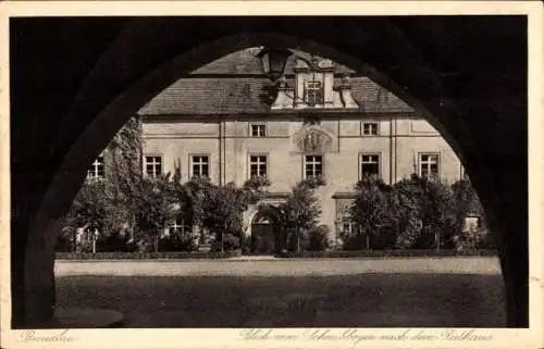 Ak Bolesławiec Bunzlau Schlesien, Rathaus, Blick vom Schwibbogen