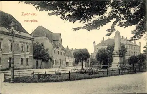 Ak Zwenkau in Sachsen, Kirchplatz, Denkmal