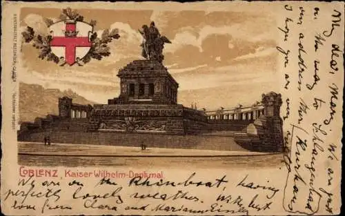 Litho Koblenz am Rhein, Kaiser Wilhelm-Denkmal