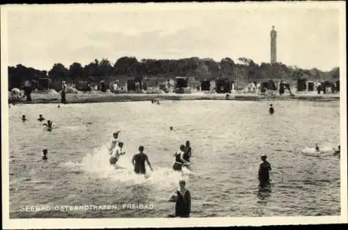 Ak Chorzelin Osternothafen Świnoujście Swinemünde Pommern, Leuchtturm, Freibad