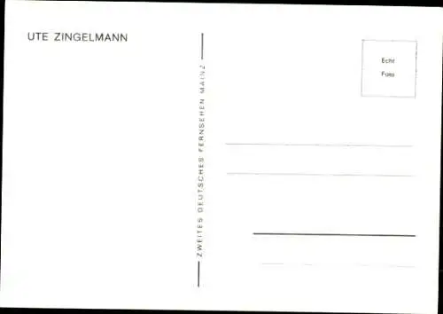 Ak Schauspielerin Ute Zingelmann, Portrait, Autogramm