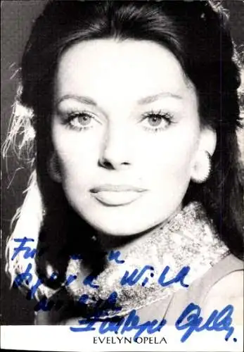 Ak Schauspielerin Evelyn Opela, Portrait, Autogramm