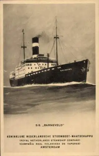 Ak Dampfer SS Barneveld, Royal Netherlands Steamship Co.