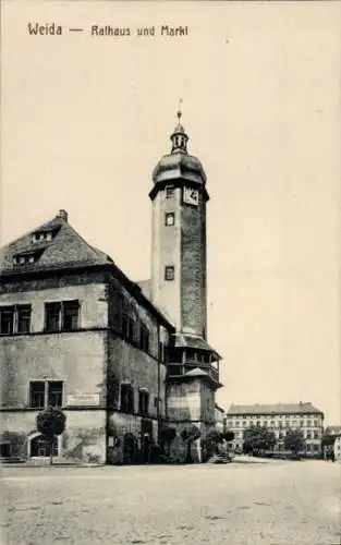 Ak Weida in Thüringen, Rathaus, Markt