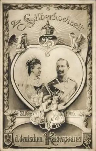 Ak Zur Silberhochzeit des deutschen Kaiserpaares 1906, Kaiser Wilhelm II., Kaiserin Auguste Viktoria