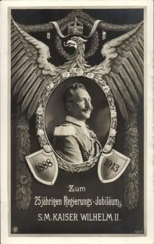 Passepartout Ak Kaiser Wilhelm II., Portrait, 25 jähriges Regierungsjubiläum