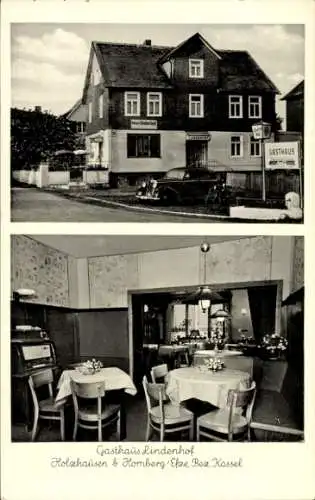 Ak Holzhausen Homberg Efze, Außen- und Innenansicht vom Gasthaus Lindenhof