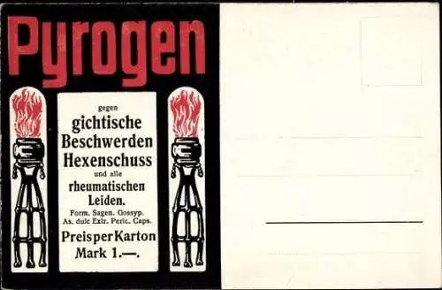 Ak Pyrogen, gegen gichtische Beschwerden, Reklame