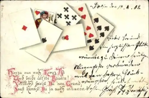 Ak Karten, Hierzu nun noch Kreuz As und beide älteste Bauern, auch mauern