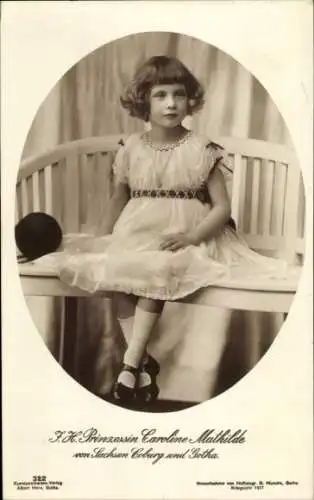 Ak Prinzessin Caroline Mathilde von Sachsen Coburg Gotha, Kinderportrait