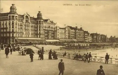 Ak Oostende Ostende Westflandern, Promenade, Grands Hotels