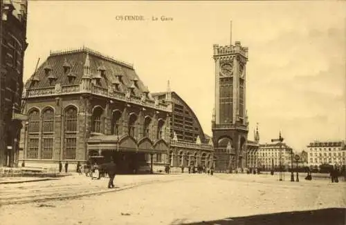 Ak Ostende Ostende Westflandern, Bahnhof