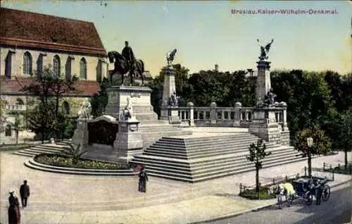 Ak Wrocław Breslau Schlesien, Kaiser Wilhelm Denkmal