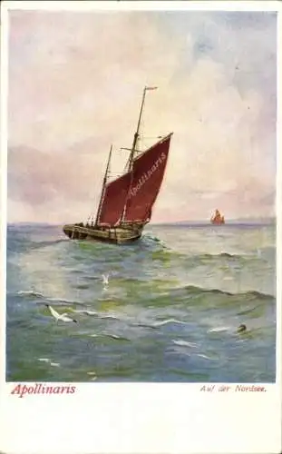 Künstler Ak Reklame, Apollinaris, Auf der Nordsee, Segelboot