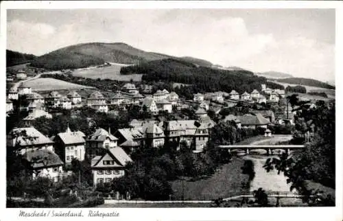 Ak Meschede im Sauerland, Teilansicht, Ruhr, Brücke