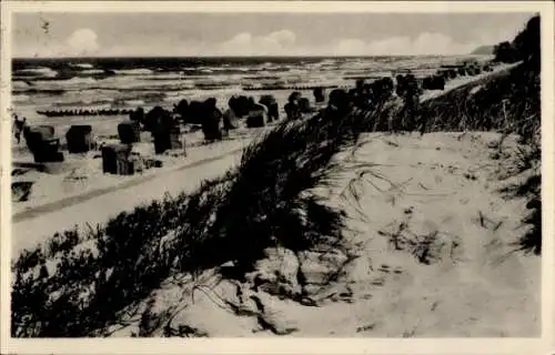 Ak Ostseebad Kölpinsee auf Usedom, Strand, Strandkörbe