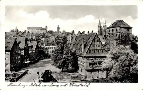 Ak Nürnberg in Mittelfranken, Blick zur Burg mit Weinstadl