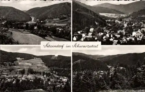 Ak Sitzendorf in Thüringen, Panorama, Teilansichten, Schwarzatal