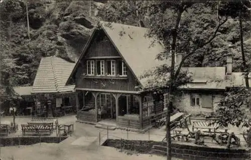 Ak Lohmen Sächsische Schweiz, Uttewalder Grund, Restaurant Waldidyll