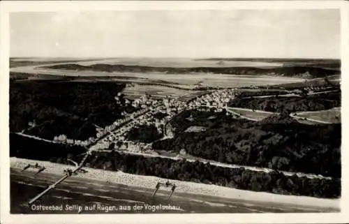 Ak Ostseebad Sellin auf Rügen, Totale aus der Vogelschau