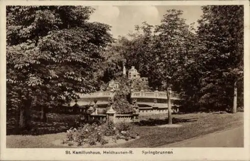 Ak Heidhausen Essen im Ruhrgebiet, St. Kamillushaus, Springbrunnen