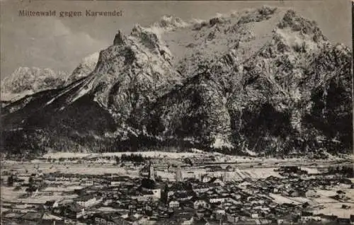 Ak Mittenwald in Oberbayern, Panorama, Karwendel