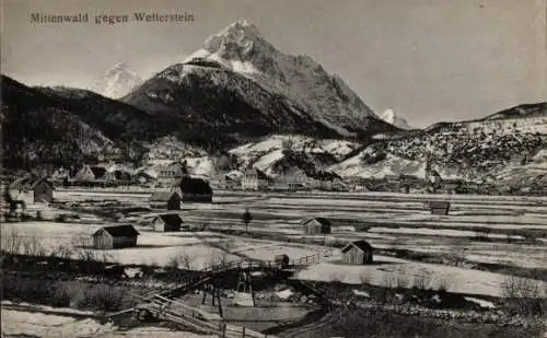 Ak Mittenwald, Blick gegen Wetterstein