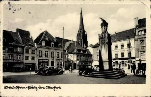 Ak Moers am Niederrhein, Platz, Denkmal