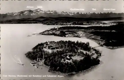 Ak Insel Mainau im Bodensee, Konstanz, Schweizer Alpen, Tödl