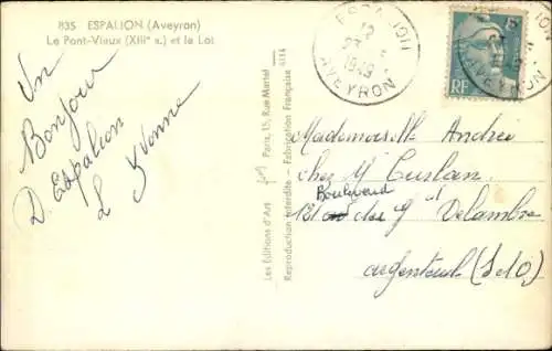 Ak Espalion Aveyron, Le Pont Vieux, Lot