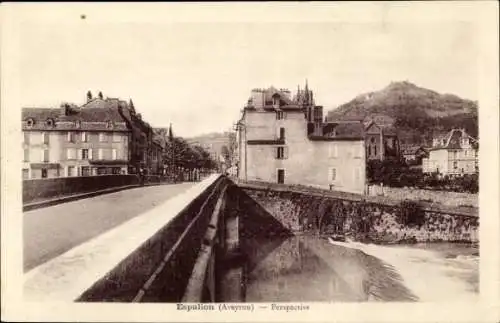 Ak Espalion Aveyron, Straße, Brücke