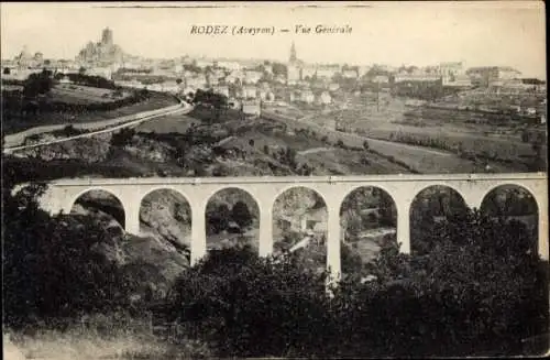 Ak Rodez Aveyron, Vue Generale, Pont