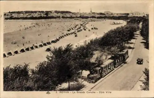 Ak Royan Charente Maritime, Le Grande Conche, Cote Ville, Straßenbahn