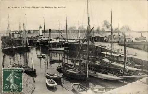 Ak Royan Charente Maritime, Le Port, Depart du Bateau du Verdon