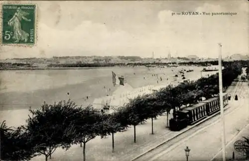 Ak Royan Charente Maritime, Panorama, Straßenbahn