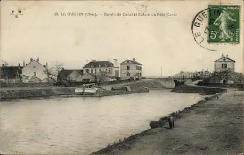 Ak Le Guétin Cher, Bassin du Canal, Ecluse du Pont-Canal