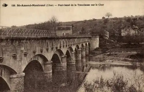 Ak Saint Amand Montrond Cher, Pont-Canal de la Tranchasse sur le Cher