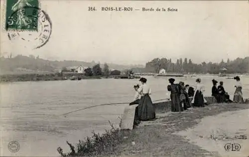 Ak Brolles Bois le Roi Seine et Marne, Bords de la Seine