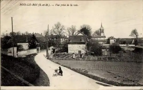 Ak Brolles Bois le Roi Seine et Marne, Vue prise de la voie